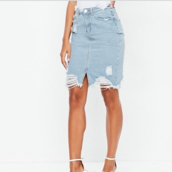 Missguided Dresses & Skirts - Missguided Distressed Jean Skirt